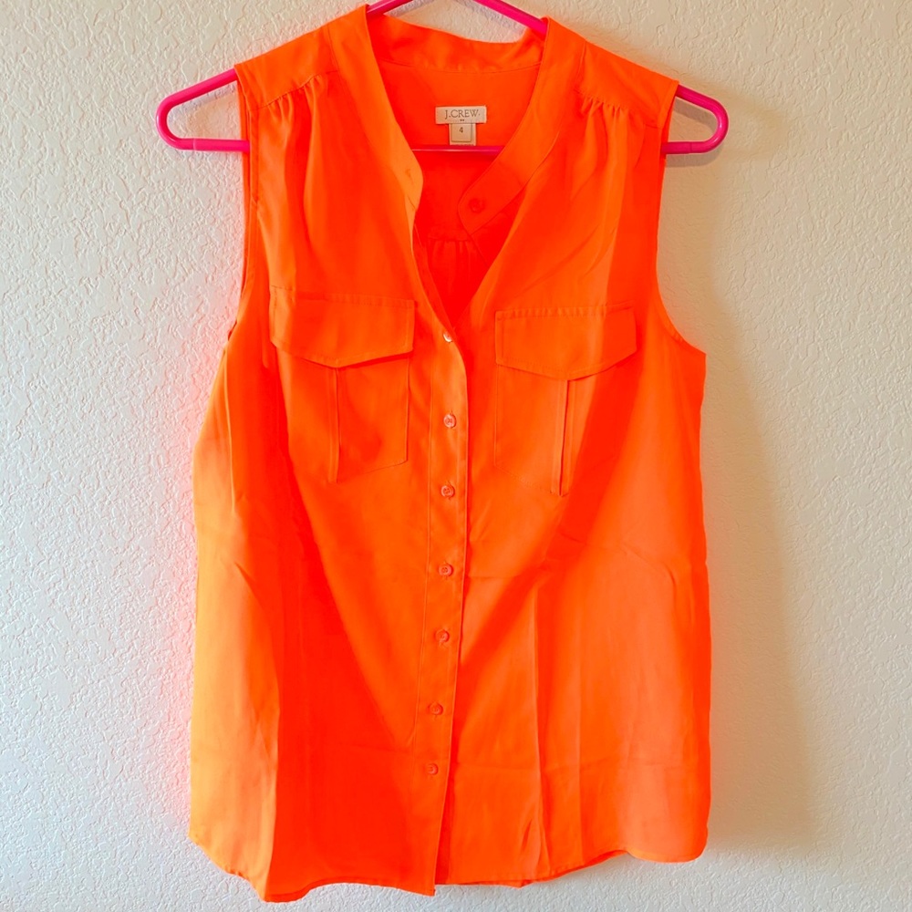 💗 JCREW Florescent Neon Orange Sleeveless Top